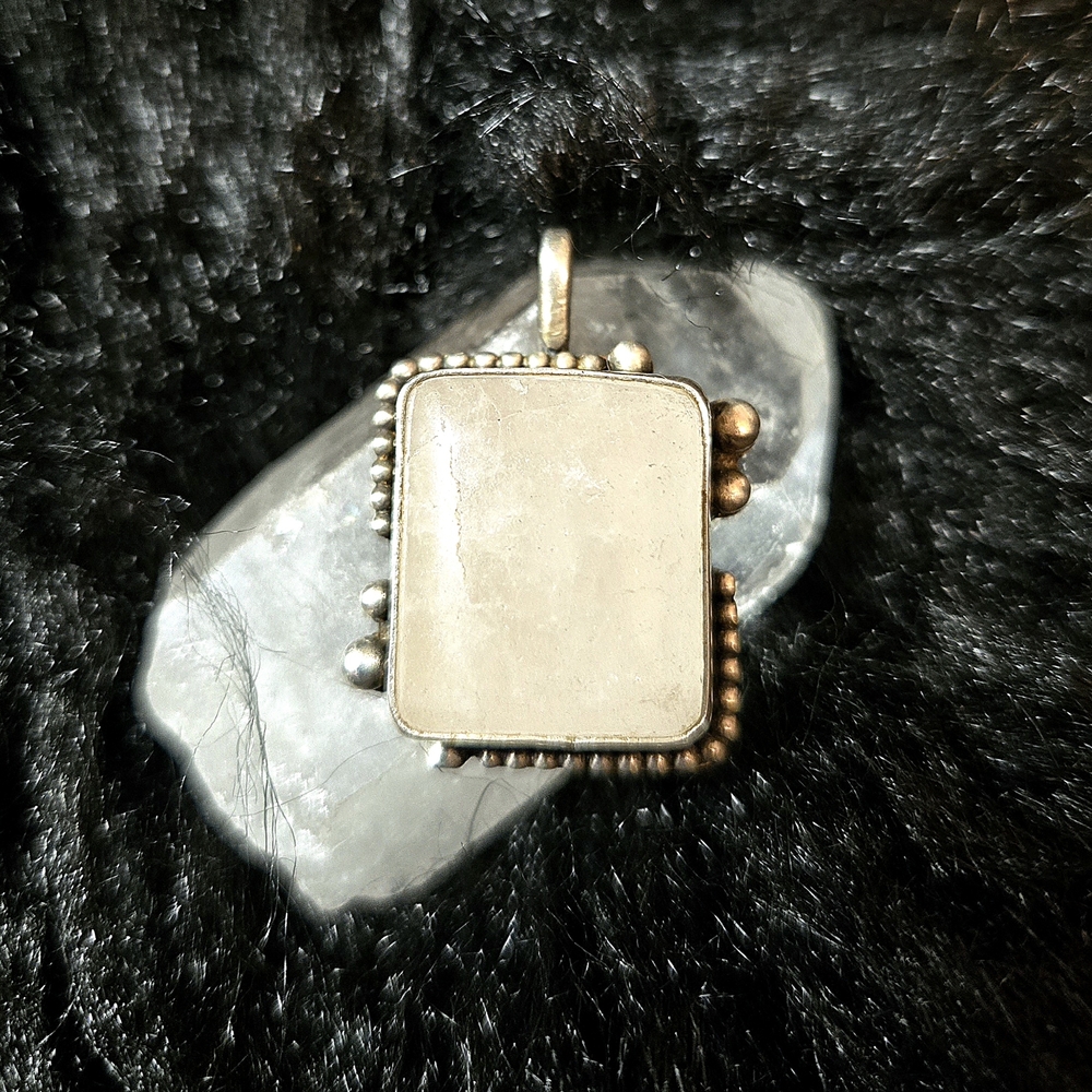 Natural Quartz And Silver Pendant